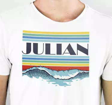 Färgglad vågmönster t-shirt - Tenstickers