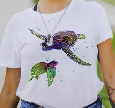 Färgglada abstrakta sköldpaddor t-shirt - Tenstickers