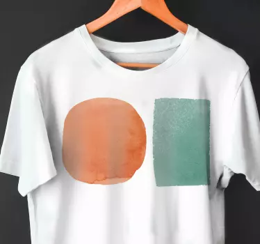 Färgglada cirkel rektangeltryck t-shirt - Tenstickers