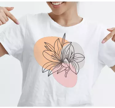 Floral linjekonst t-shirt - Tenstickers
