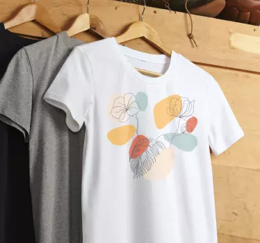 Floral minimalist vit t-shirt - Tenstickers