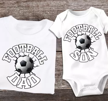 Fotboll pappa och son matchande tröjor - Tenstickers