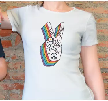 Fred och kärlek tecken t-shirt - Tenstickers