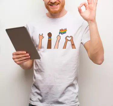 Gay pride doodle stil t-shirt - Tenstickers