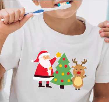 Glad tomte och ren jul t-shirts - Tenstickers