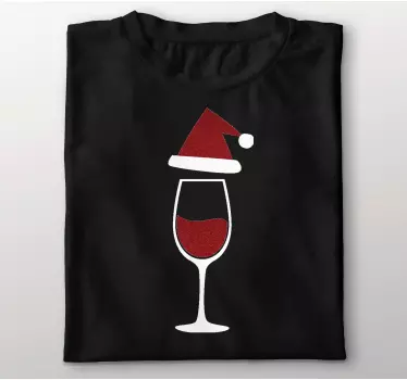 Glitter vinglas med hatt jul t-shirts - Tenstickers