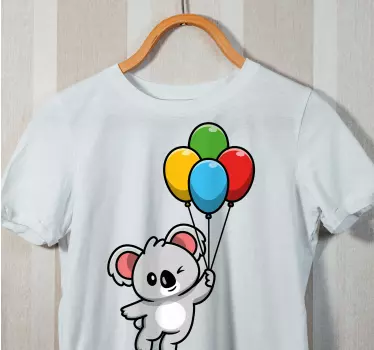 Grå koala med ballong barnskjorta - Tenstickers