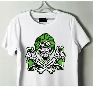 Gröna skalle glasögon graffiti t-shirt - Tenstickers