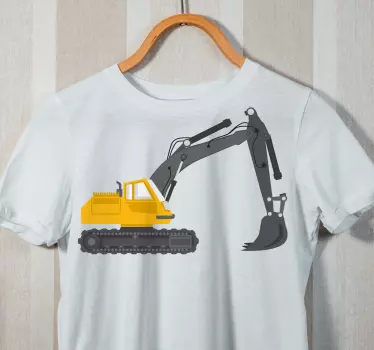 Gul grävmaskin ritning barn skjorta - Tenstickers
