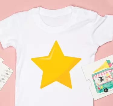 Gul klassisk stjärna barnskjorta - Tenstickers