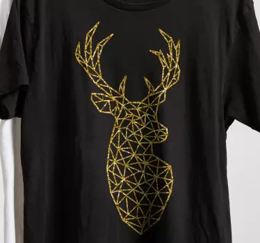 Guld geometriska ren jul tee shirts - Tenstickers