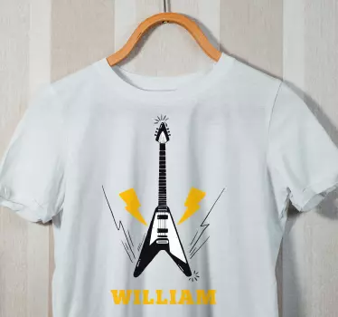 Handritad elgitarr med namn t-shirt - Tenstickers