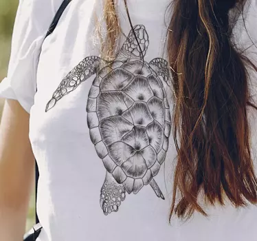 Handritad sköldpadda t-shirt - Tenstickers