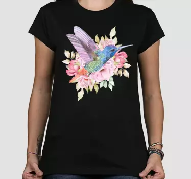 Hängande trädgårdsblommor med fågel-t-shirt - Tenstickers