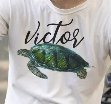 Havssköldpadds-t-shirt med personligt namn - Tenstickers