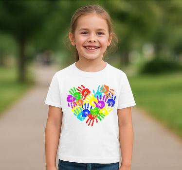 Heart-shaped handprints t-shirt - Tenstickers