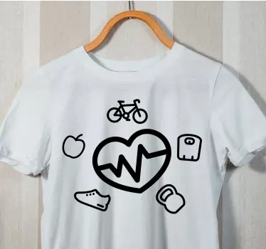 Heartbeat fitness symboler t-shirt - Tenstickers