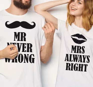 Herr och ms text matchande skjortor för par - Tenstickers