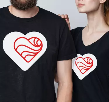 Hjärta mönster omfamning par t-shirt - Tenstickers
