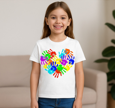 Hjärtaformade handavtryck t-shirt - Tenstickers
