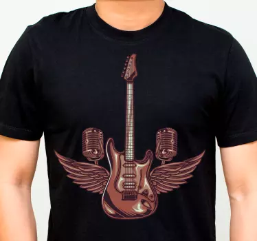 Illustration av gitarr och mikrofon t-shirt - Tenstickers