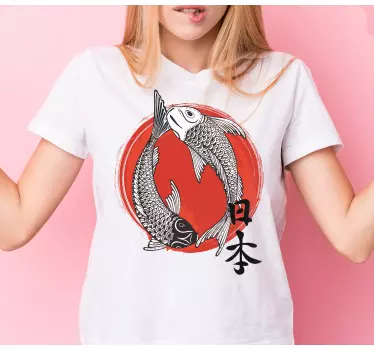 Japan och flagga t-shirt - Tenstickers