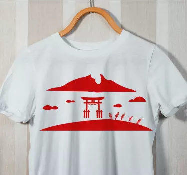 Japansk struktur med sjö t-shirt - Tenstickers