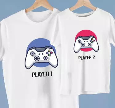 Joystick med matchande skjortor med spelare nummer far och son - Tenstickers