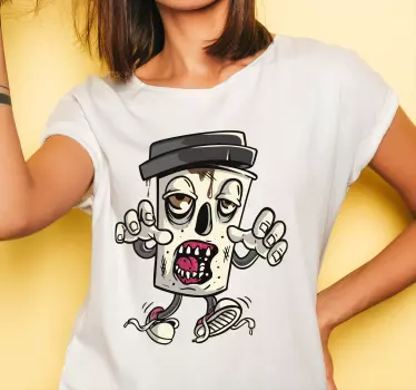 Kaffe zombie graffiti karaktär t-shirt - Tenstickers