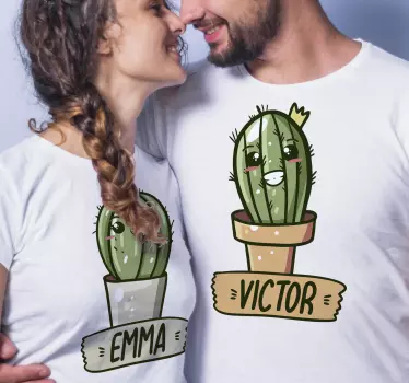 Kaktus du och jag kopplar ihop t-shirts - Tenstickers