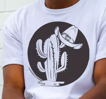 Kaktus och hatt västra mönster t-shirt - Tenstickers