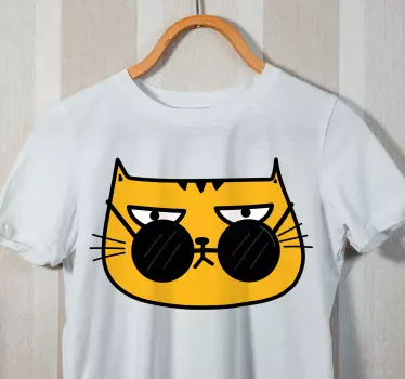 Katt med solglasögon cool stil t-shirt - Tenstickers