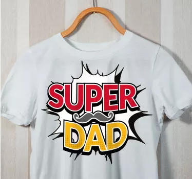 Komisk super pappa med mustasch far och son matchande skjortor - Tenstickers