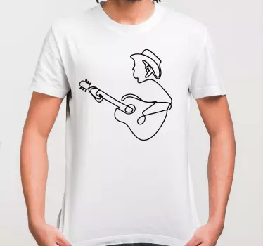 Kontinuerlig linje gitarrspelare t-shirt - Tenstickers