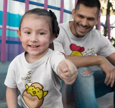 Kyckling och kyckling far och barn t-shirt - Tenstickers