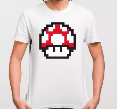 Mario pixelated mushroom kids shirt - Tenstickers