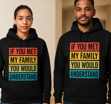 Meet my family och förstå par t-shirt - Tenstickers