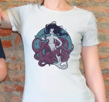 Mermaid holding tentacles t-shirt - Tenstickers