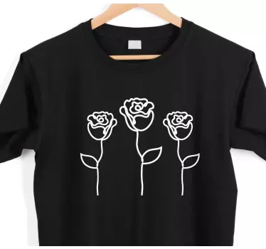 Minimalistisk ros illustration t-shirt - Tenstickers