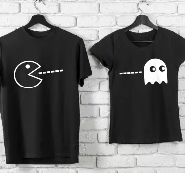 Monocolor pac-man och spöke matchande skjortor för par - Tenstickers