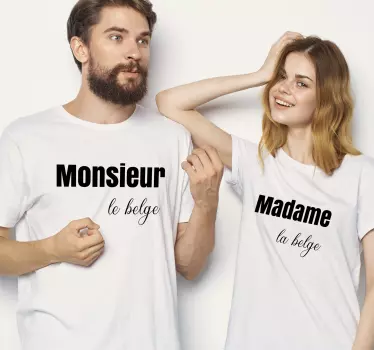 Mors och dotter t-shirt monsieur madame couple tees - Tenstickers