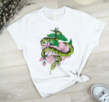 Mors och dotter t-shirt orm med blommor - Tenstickers