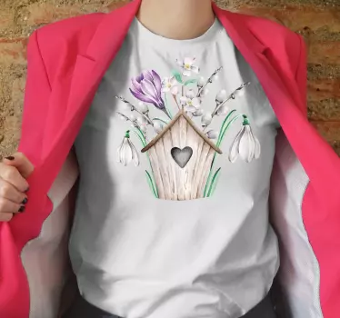 Mors och dotter t-shirt vårblommig fågelholk - Tenstickers