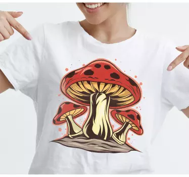 Mushroom print t-shirt svamptryck t-shirt - Tenstickers