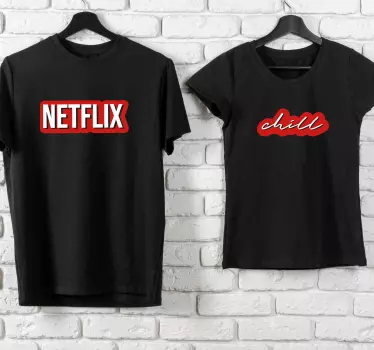 Netflix och chill matchande skjortor för par - Tenstickers