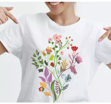 Olika färger blomma växt t-shirt - Tenstickers