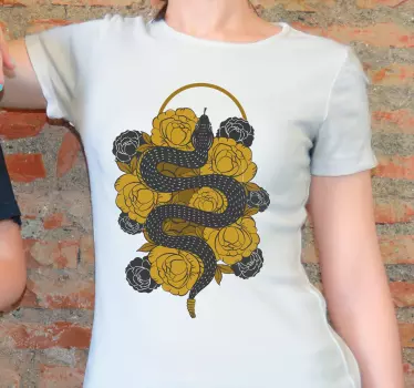 Snake floral motiv t-shirt - Tenstickers