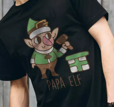 Pappa elf festligt motiv Chrismas tshirt - Tenstickers
