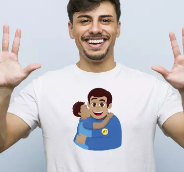 Pappa och snart tecknade far och son matchande skjortor - Tenstickers
