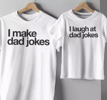Pappa skämtar pappa och son matchande skjortor - Tenstickers